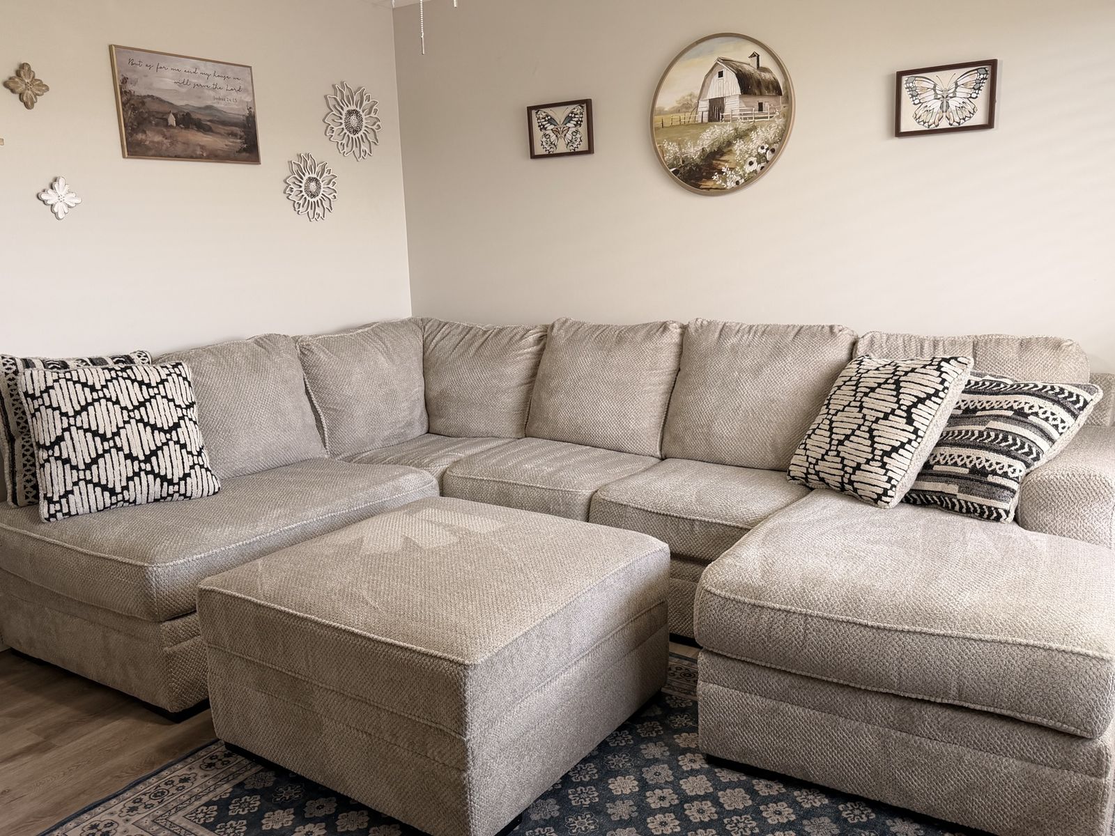 Spacious Sectional Sofa with Double Chaise and Ottoman - Excellent Condition