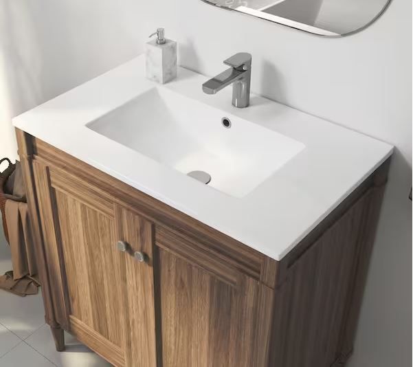 NEW! Bathroom Sink Vanity Top – Porcelain White w/Faucet Hole (sink only) 30”W x 18”.25D x 7”H
