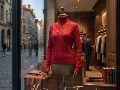 Ralph Lauren Red Cable Knit Turtleneck Sweater Size Medium