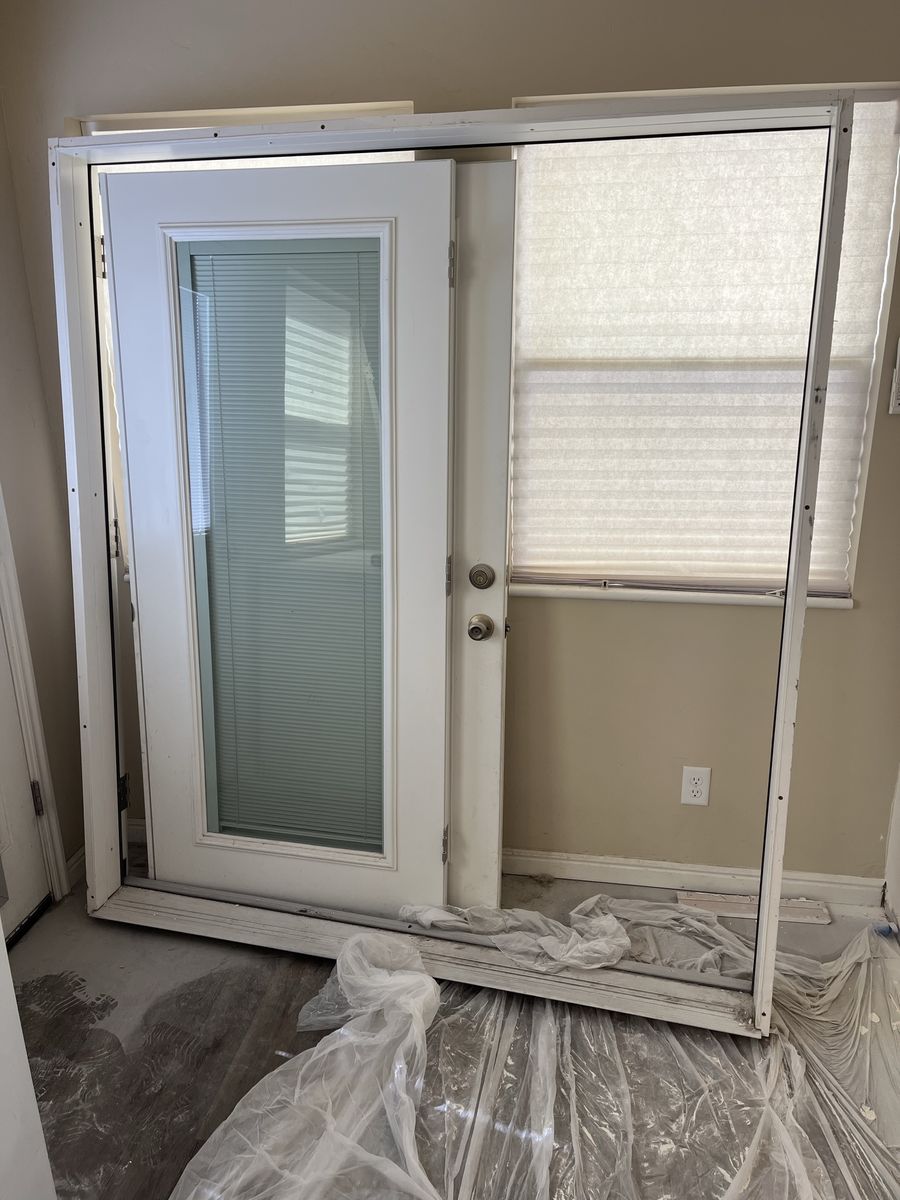 6’ exterior French door with integral blinds
