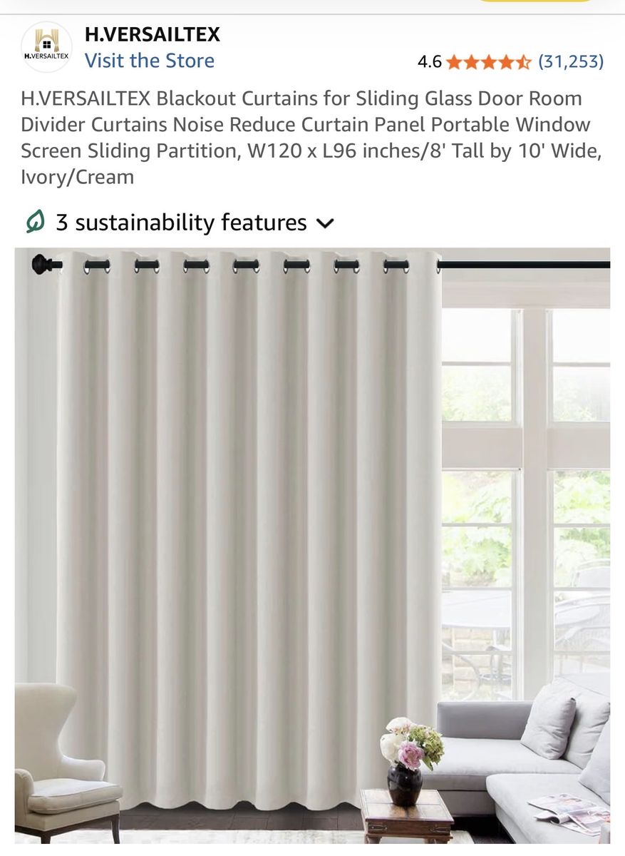 Blackout Ivory curtains 120”x 96” each panel- 2 panels 