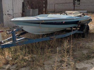 Vintage Blue Runabout Boat with Trailer - Project Boat