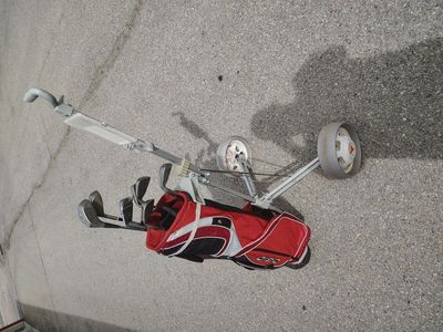 OGIO GOLF BAG 35" WITH 10 GOLF CLUBS and cart