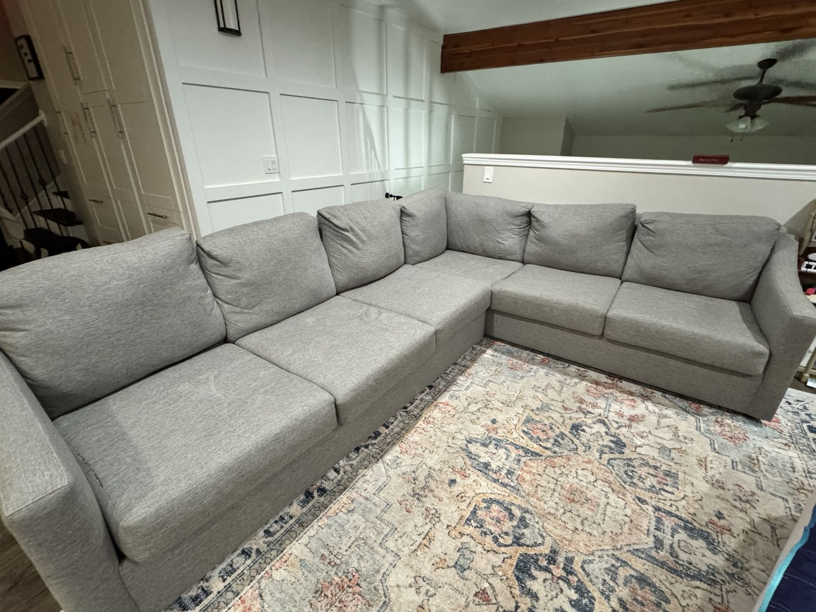 Living Spaces extra large gray sectional sofa