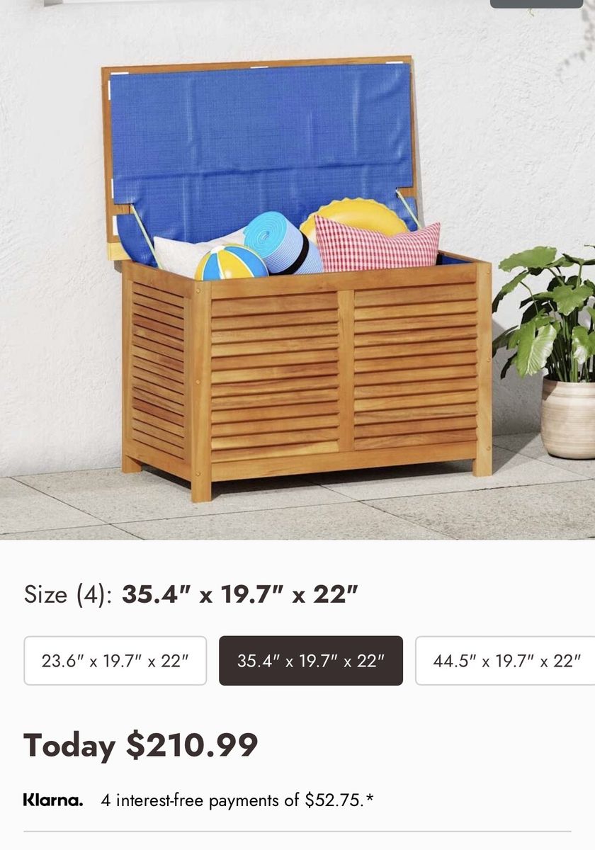 35" Acacia Wood Patio Storage Box