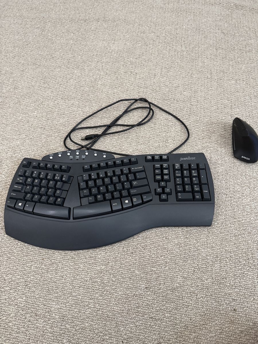 Perixx Ergonomic Wired Keyboard and Anker Vertical Mouse
