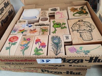 Box #38 of 65, New, old stock rubber stamps, designed mainly for people that like to make their own greeting cards.