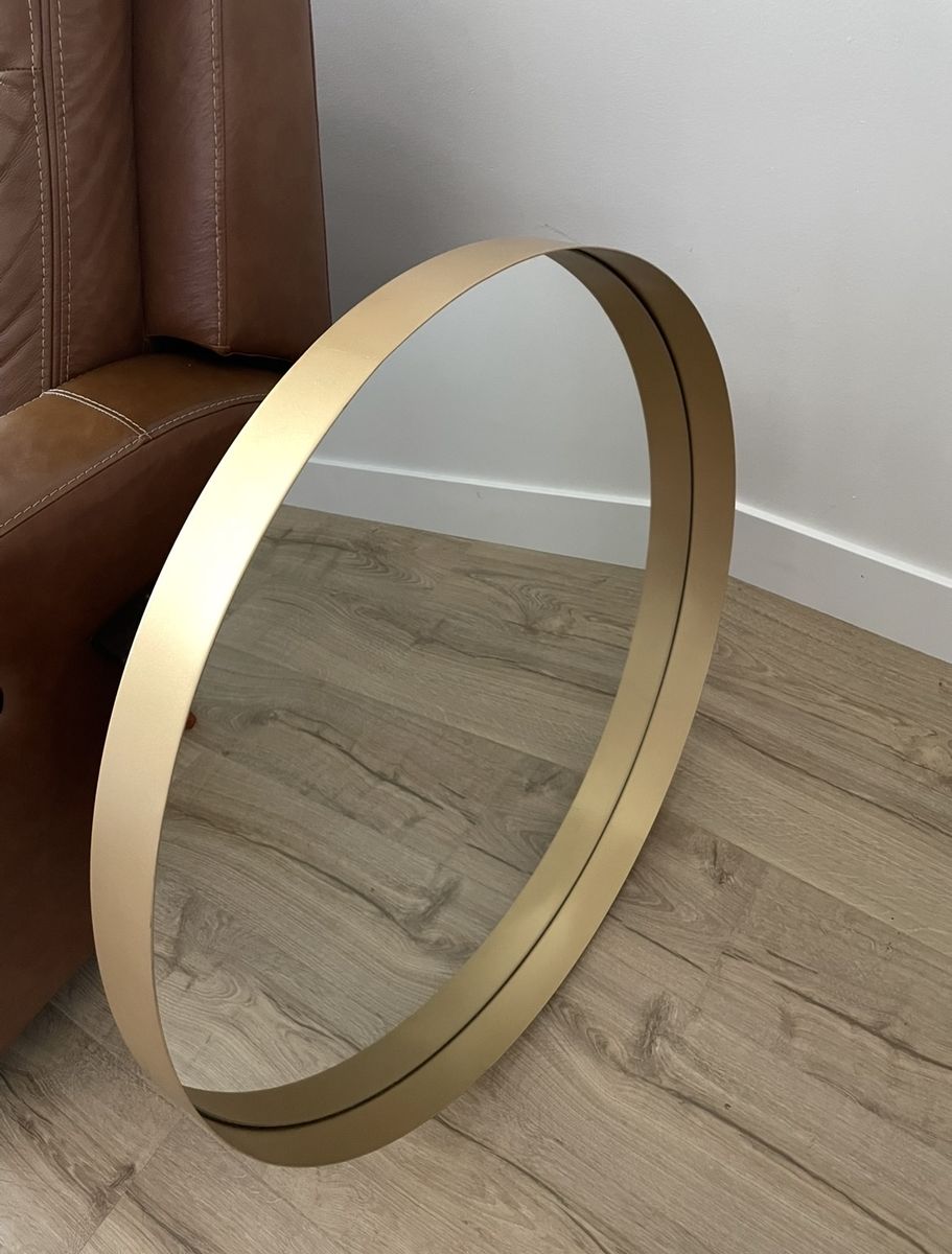 30 Inch Round Wall Mirror with Gold Metal Frame