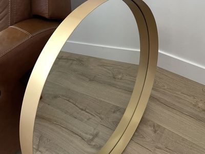 30 Inch Round Wall Mirror with Gold Metal Frame