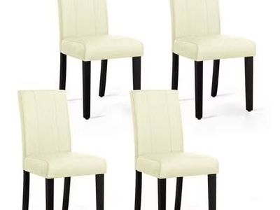 Subrtex Faux Leather Dining Chair Set, Ivory