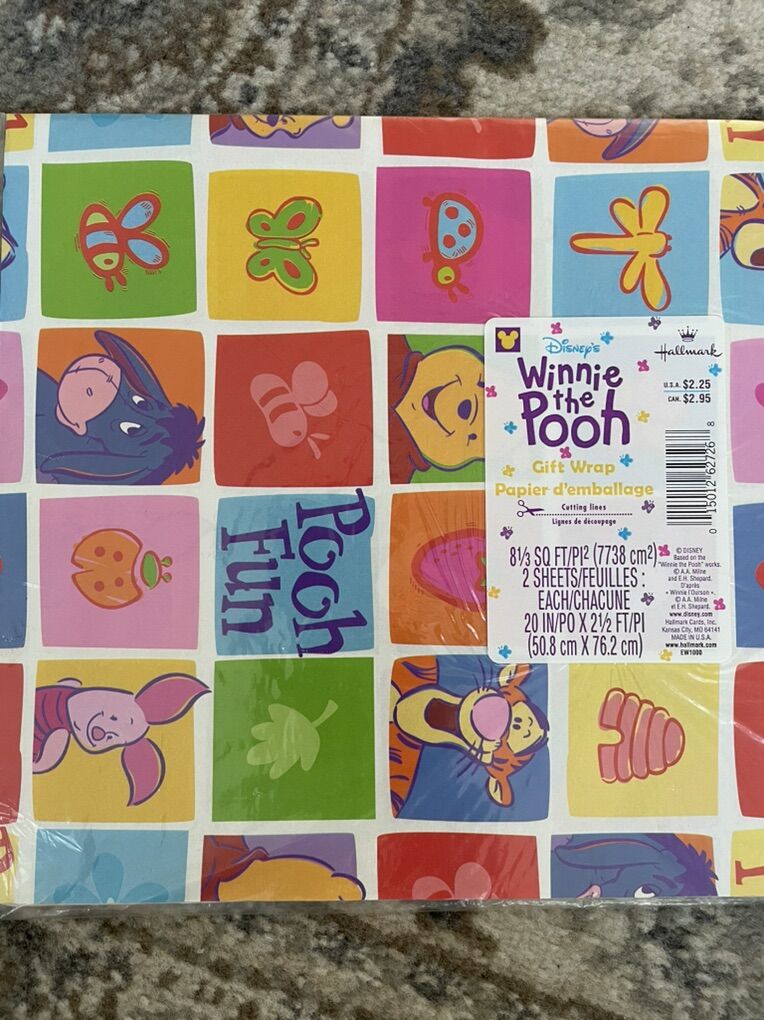 1 Pack Of 2 Sheets Vintage Winnie The Pooh Wrap
