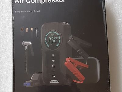 New BUVAYE Portable 4000A 12V Battery Jump Starter with 150PSI Air Compressor, 3-Modes Flashlight and EVA Case-Model: 1920