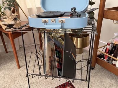 Mcm Vintage vinyl metal rack shelf