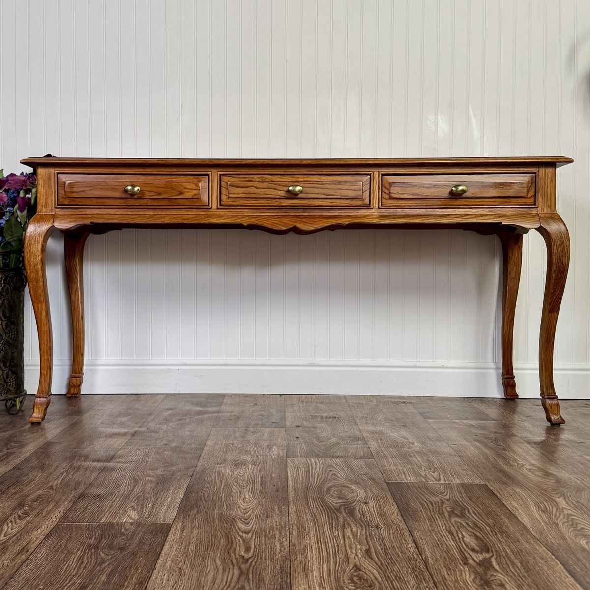 Vintage French Country Oak Console Table / Sideboard
