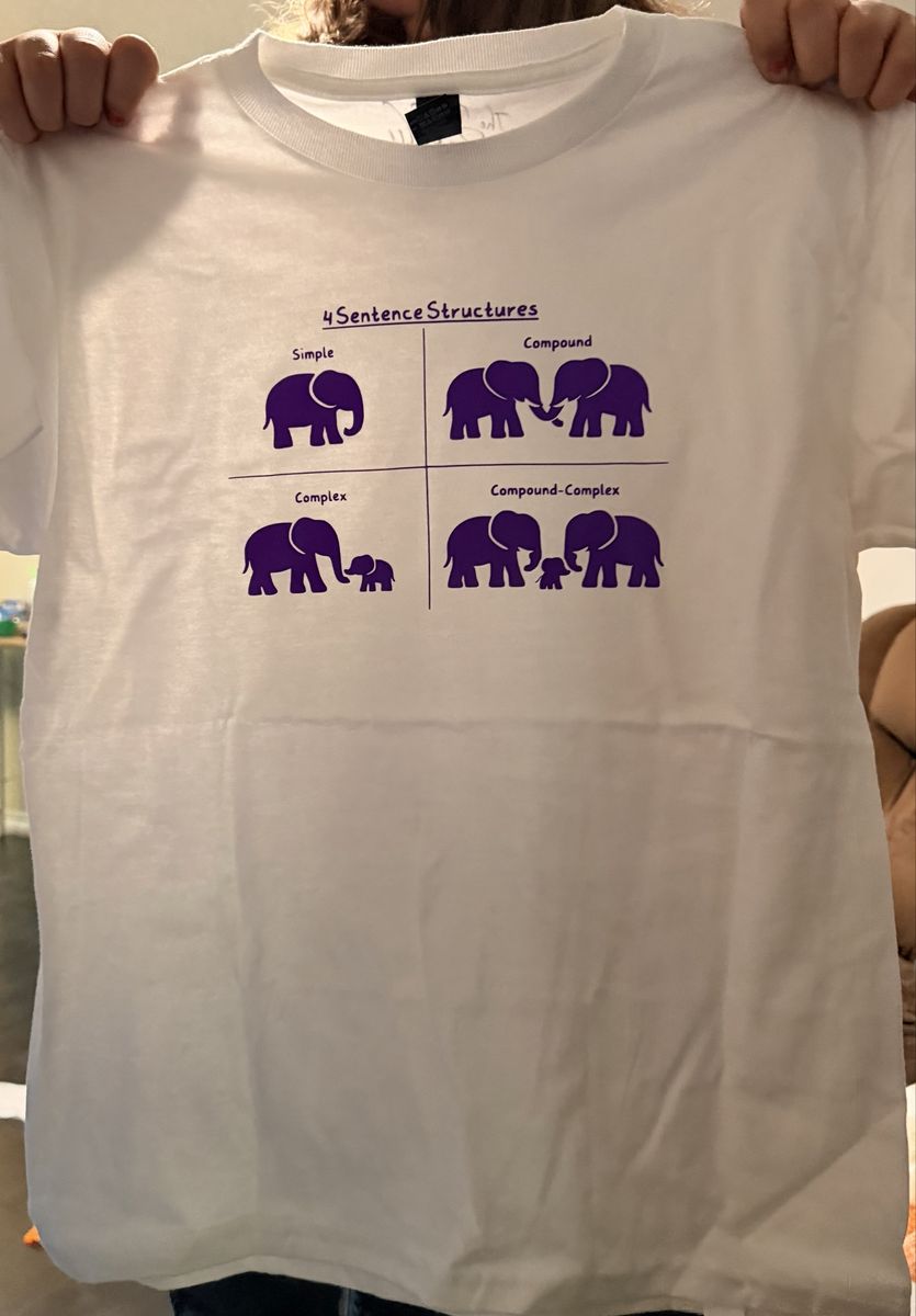 The Holy Charge 4 Sentence Structures Elephant Graphic T-Shirt - Youth Large, 100% Cotton