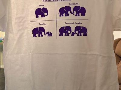 The Holy Charge 4 Sentence Structures Elephant Graphic T-Shirt - Youth Large, 100% Cotton