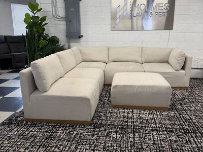 COSTCO HENREDON MURPHY 6-PIECE FABRIC MODULAR SECTIONAL, CREAM!!