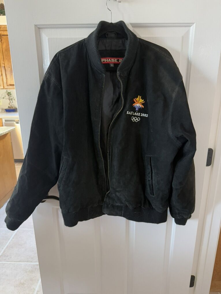 Leather Salt Lake 2002 Olympics Coat XL