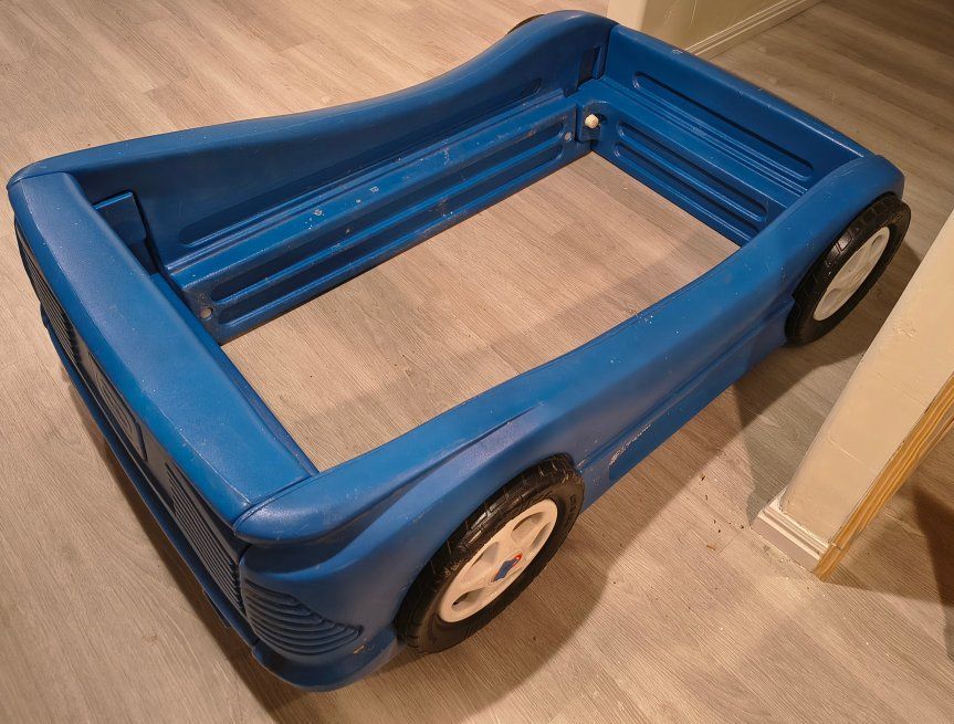 Little Tikes Blue Plastic Toddler Race Car Bed Frame