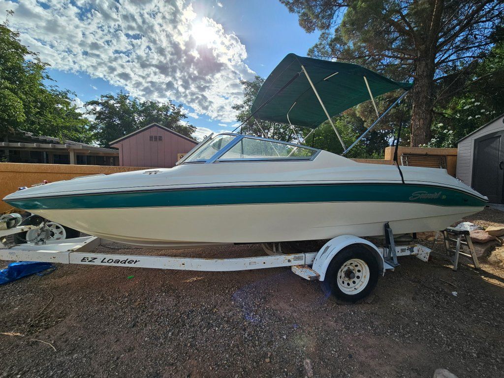 1996 Sea Swirl Ski/Fish Boat - White/Teal. brand new Engine and upholstery.