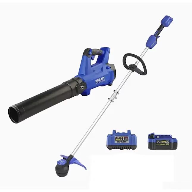 Kobalt 24-volt Cordless Battery String Trimmer and Leaf Blower w/ 4 Ah Battery & Charger