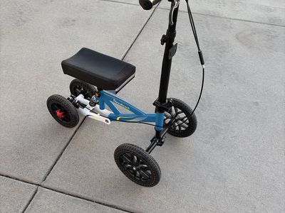 BlessReach Knee Scooter Walker - Blue/Black, All-Terrain Wheels, Steerable Mobility Aid
