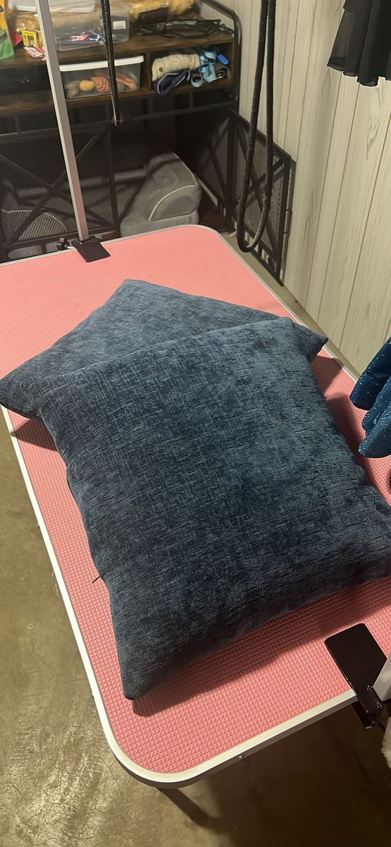 Pair of Crushed Velvet Blue Throw Pillows