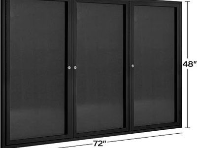 INNOVART Enclosed Bulletin Board 72”x48”, Lockable Fabric Noticeboard, Al Frame, Black Frame & Felt