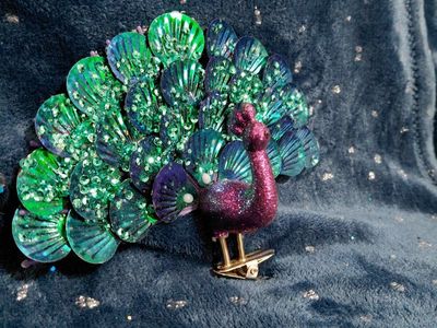 Peacock Ornament and Ribbon Bundle - Set of 5 Unique Decorations