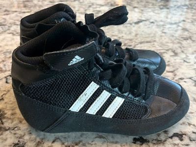 Adidas HVC 2 Mid Wrestling Shoe Black-White Size K13 VERY VERY SLIGHTLY USED!