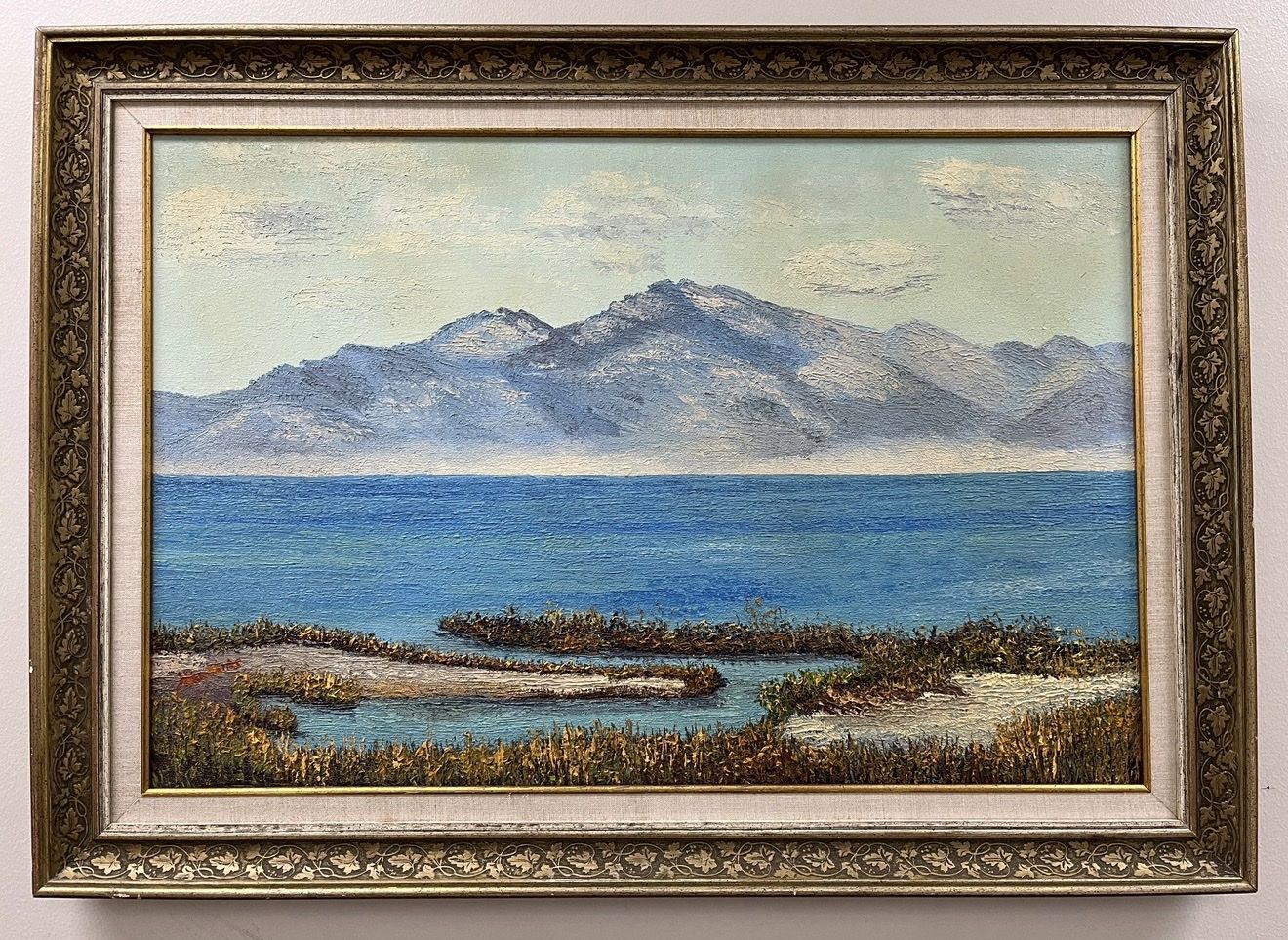 Stunning 35"x25" Framed Stansbury Island Oil Painting