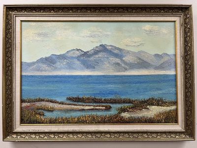 Stunning 35"x25" Framed Stansbury Island Oil Painting