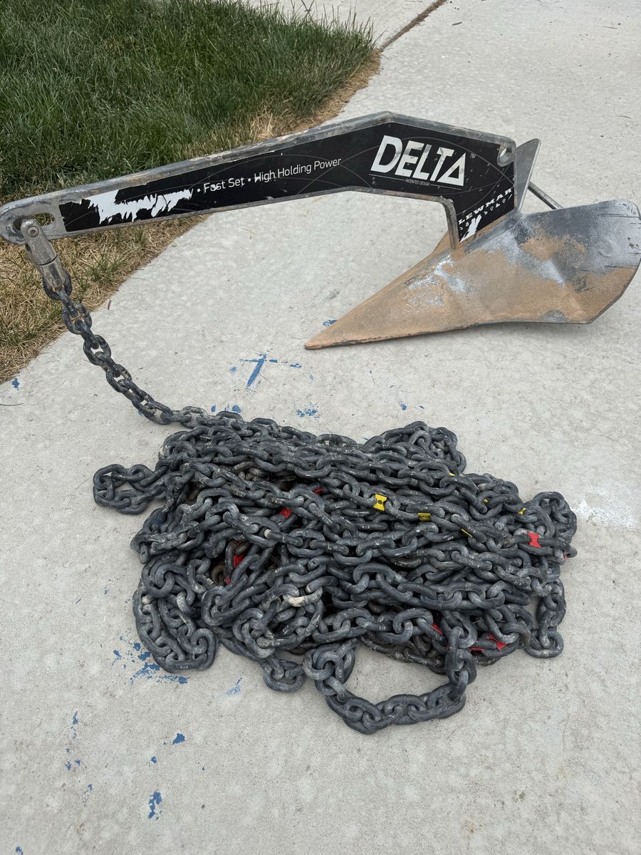 DELTA Anchor - Fast Set, High Holding Power Boat Anchor with 50’ BBB Chain