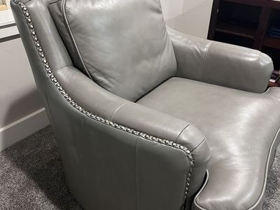 Gray Leather Sofa & Matching Chair Set