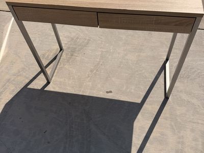 Modern Wood & Metal Desk with 2 Drawers