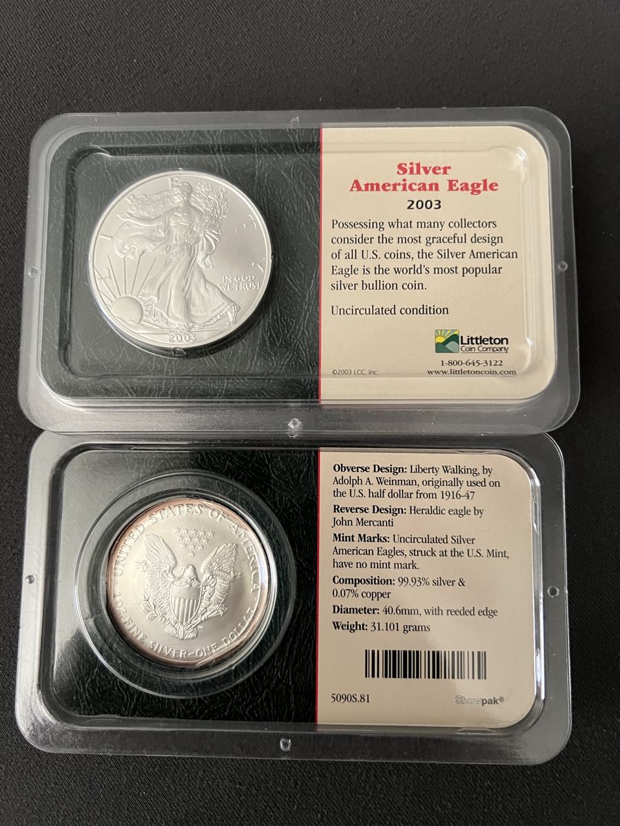 2003 American Silver Eagle 1 oz .999 Fine Silver Uncirculated Coin by Littleton Coin Company
