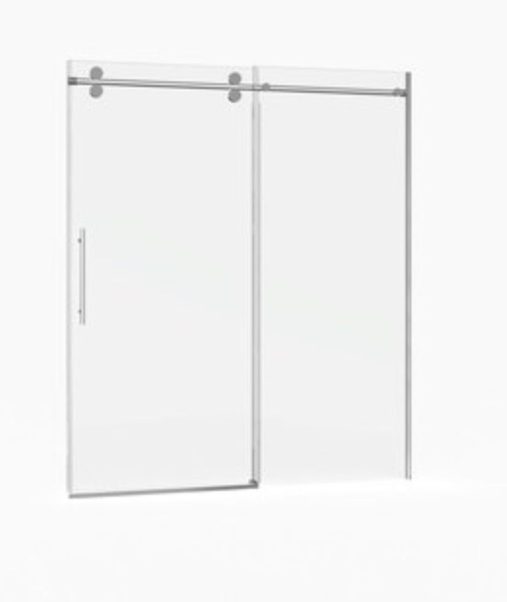 Unbranded Frameless Sliding Shower Door 60 x 72 in Clear Glass Brushed Nickel Hardware