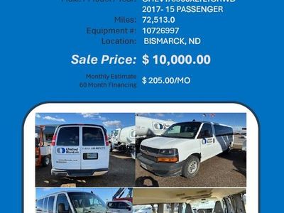 Van , Chevy 15 passenger 2017 72k miles in Bismarck, ND