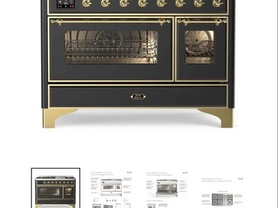 ILVE Majestic II 48" Dual Fuel Range - Graphite Matte & Brass