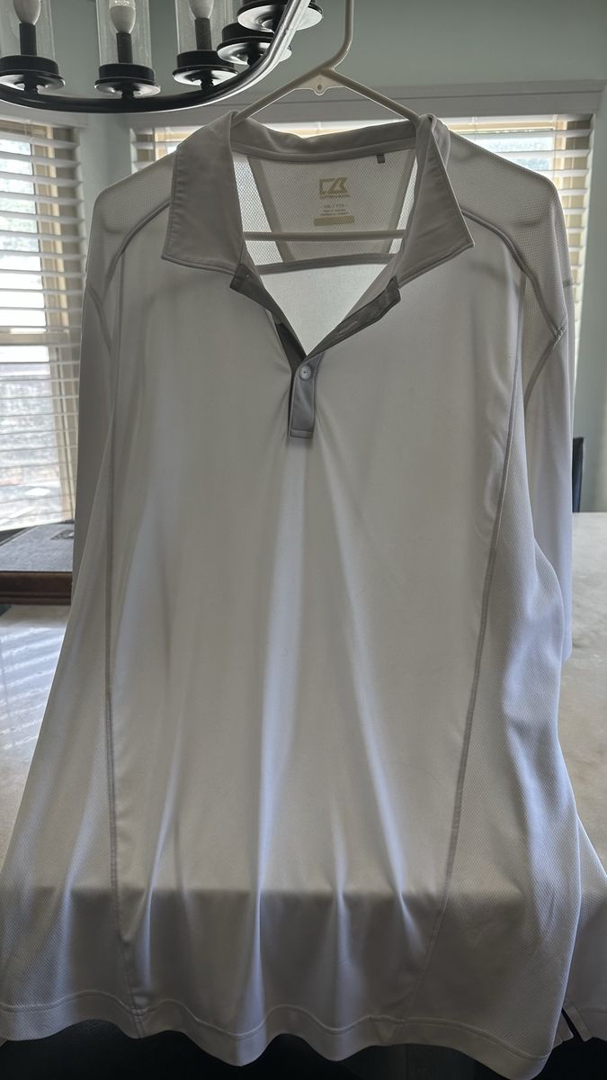 Cutter & Buck Men's White Short Sleeve Performance Polo Shirt XXL/TTG - Polyester