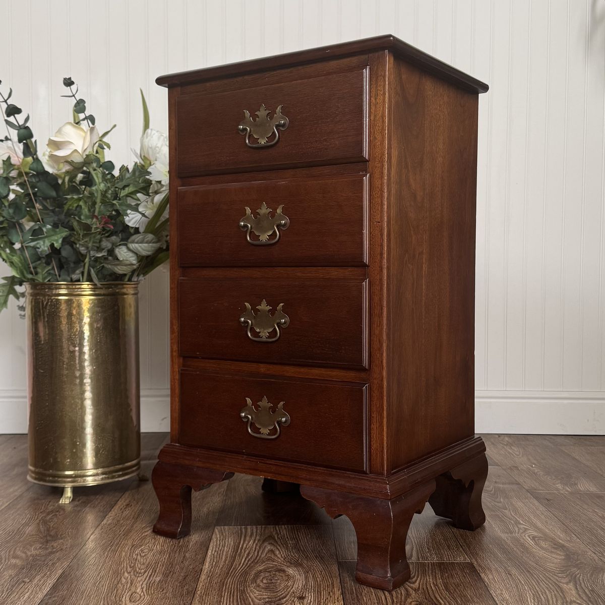 Vintage Solid Mahogany 4-Drawer Nightstand