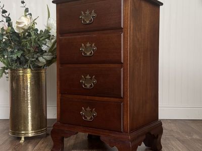 Vintage Solid Mahogany 4-Drawer Nightstand