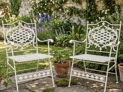French Style Vintage Cast Iron Patio Chairs