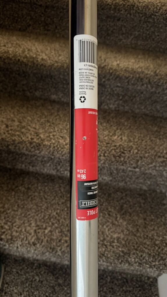 Heavy Duty Chrome Closet Pole/ Curtain Rod 96