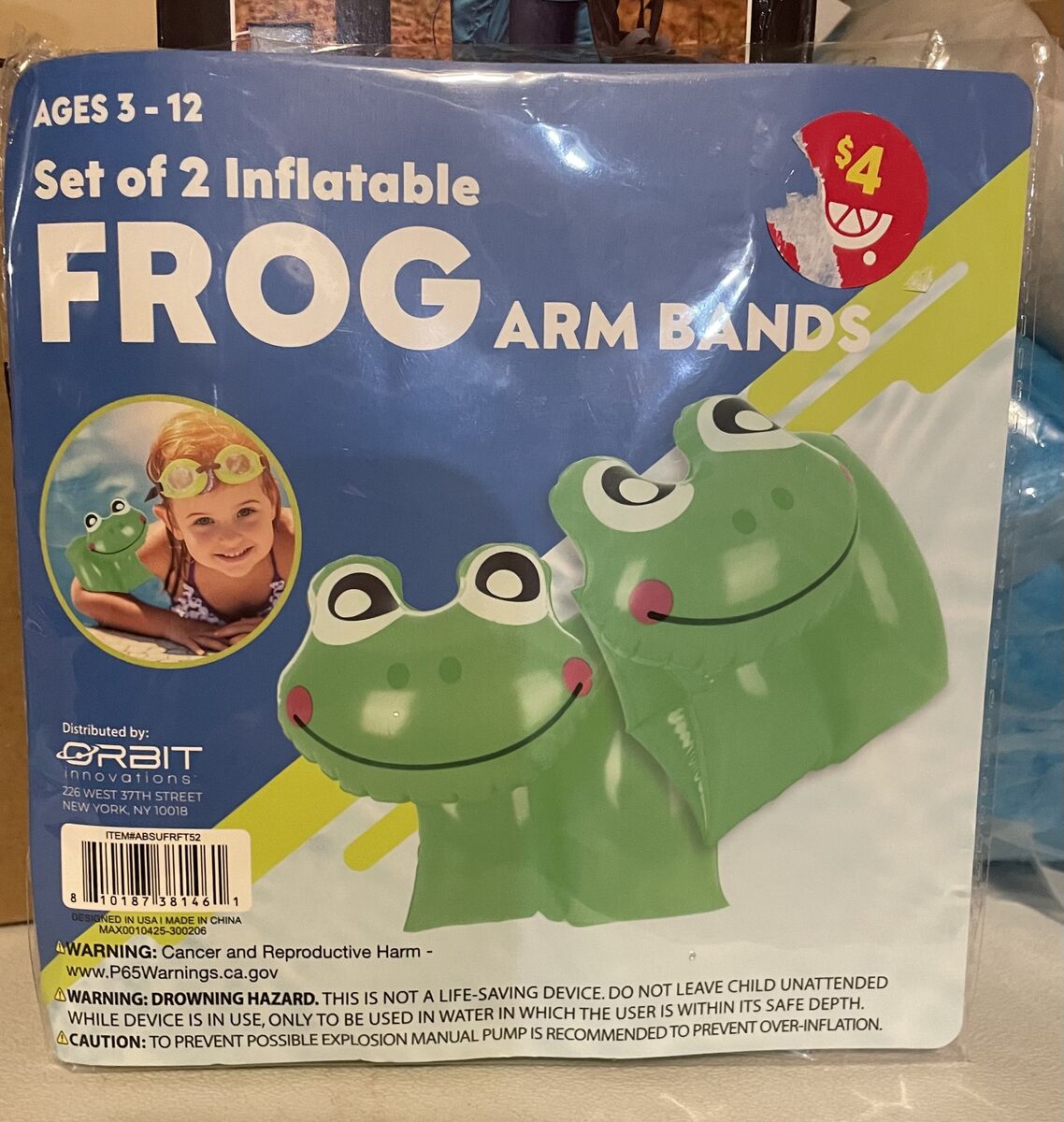 Two Inflatable Frog Arm Bands (ages 3-12)