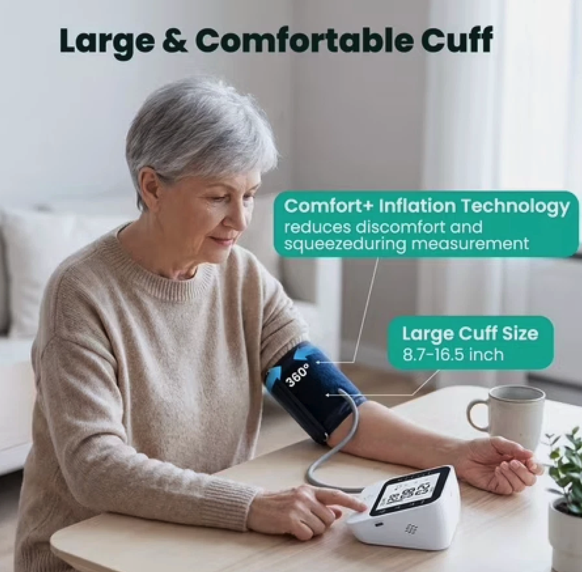 Automatic Upper Arm Blood Pressure Monitor Voice 2 User 198 Memory Large Cuff