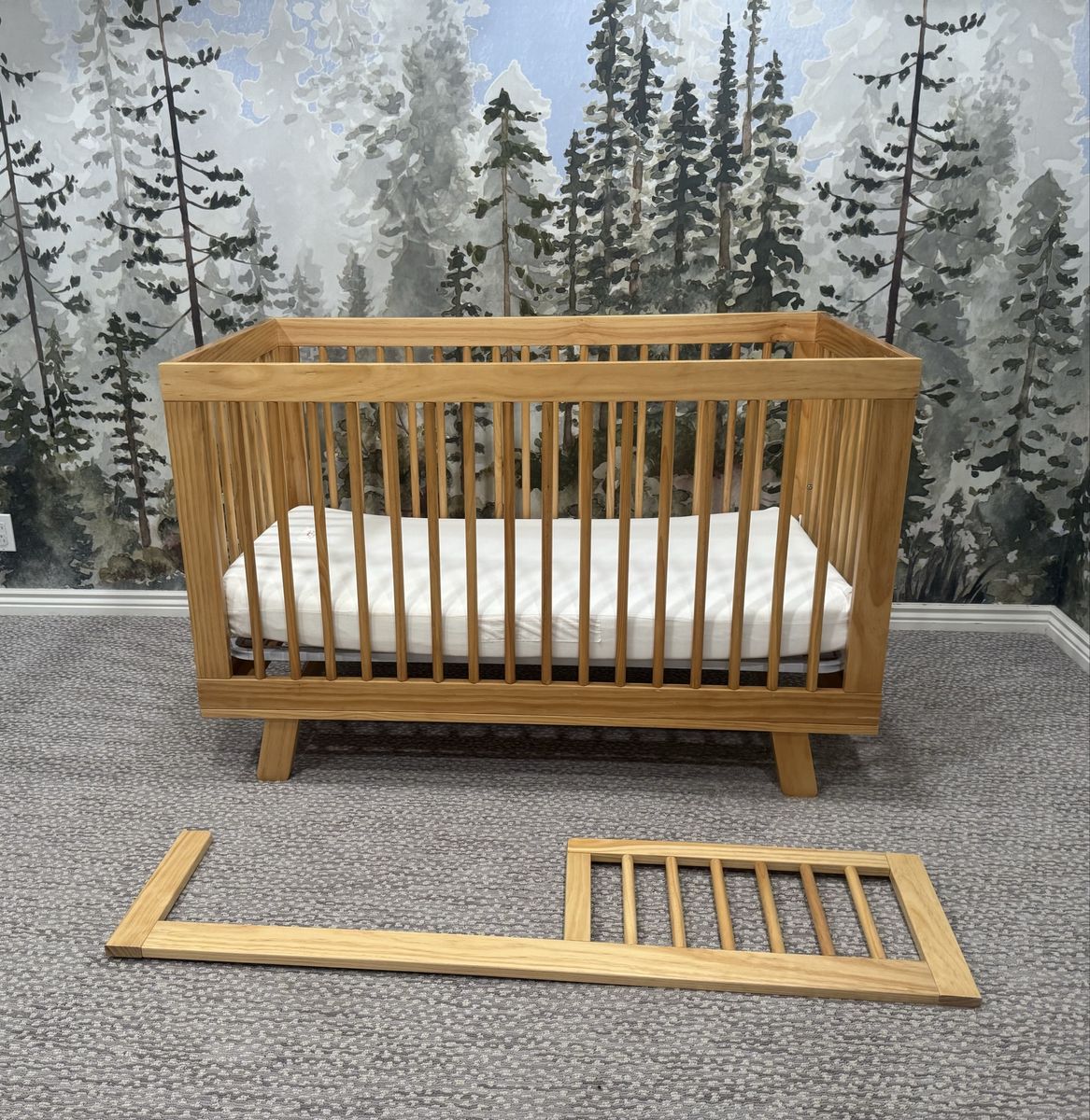 Babyletto Hudson 3-in-1 Convertible Crib with Toddler Bed Conversion Kit + Pure Mattress Natural Color