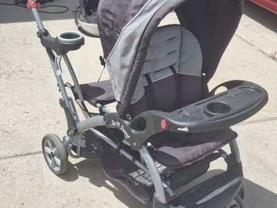 Baby Trend Sit N' Stand Double Stroller - Black/Gray Tandem Seating, Parent Console