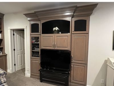 Custom oak built-in entertainment center