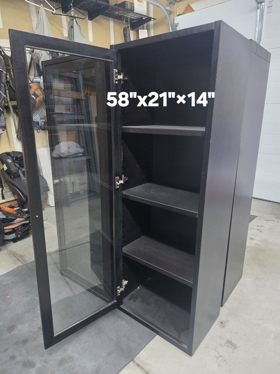 (2) Black Real wood heavy cabinets